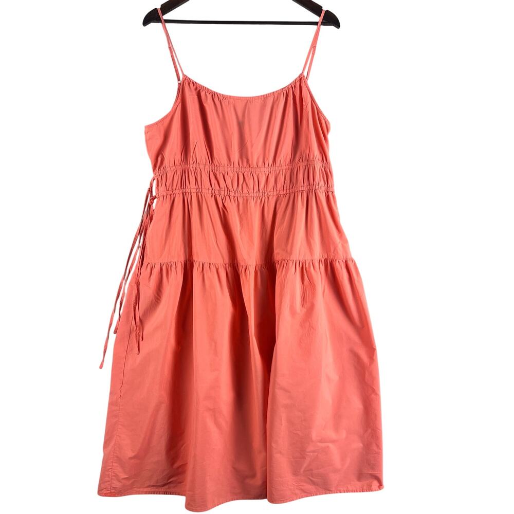 Universal Thread Womens Tiered Tank Sundress XL Coral Pink Side Tie Cotton Midi